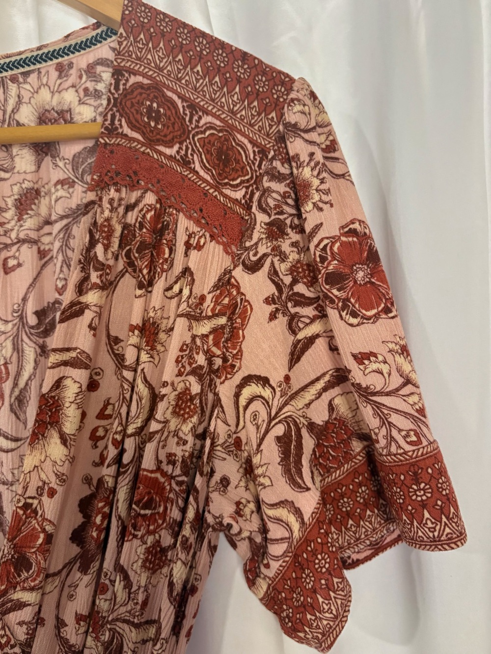 Knox Rose Target Boho Floral Faux-Wrap Maxi Dress Pink Red Size L - Picture 5 of 8